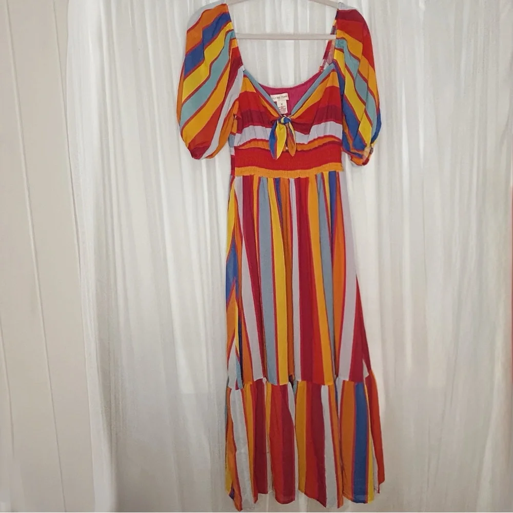 Flying Tomato Boutique Red and Orange Tiered Ruffled Sundress - Picture 1 of 4